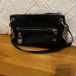 Michael Kors Black Crossbody or Shoulder Bag with Silver Accents